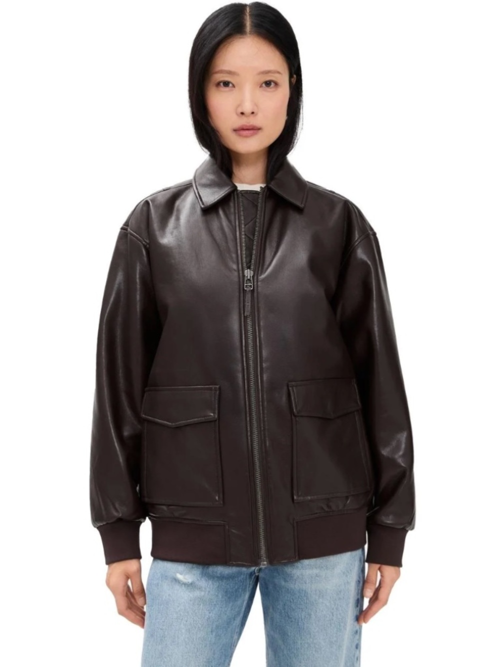 ANINE BING Kelanie Brown Leather Jacket - Picture 2 of 4